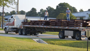 Building materials being delivered at Inline Services.